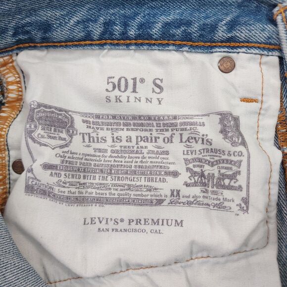 Levis 501s Skinny Jeans Womens 27 Blue Vintage 80s Big E High Rise Button Fly - Picture 14 of 14